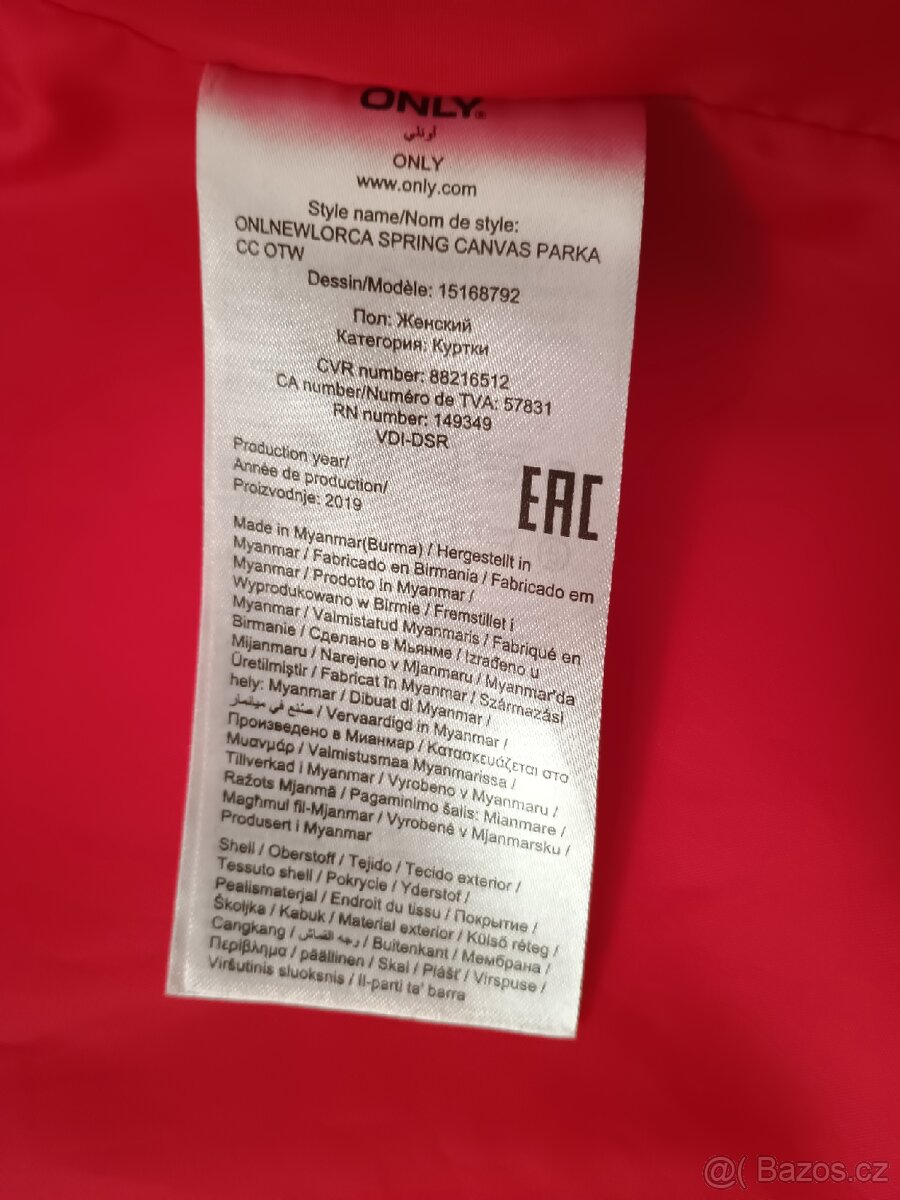Dámská jarní červená parka ONLY vel. S - 3