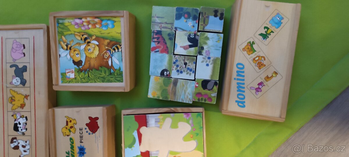 Dětské dřevěné skládačky , puzzle,domino - 3