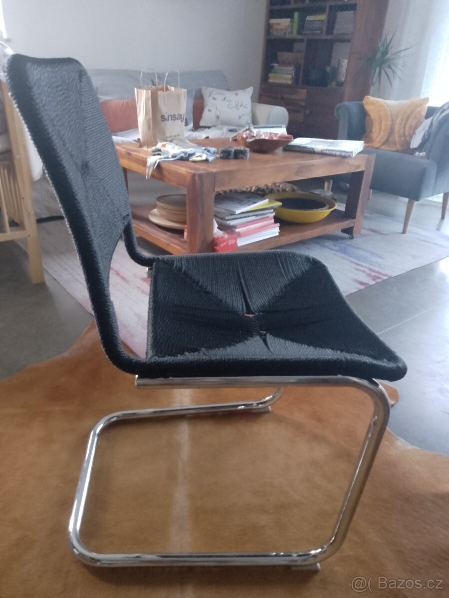 1 houpací židle chrom+ umělý výplet - 3