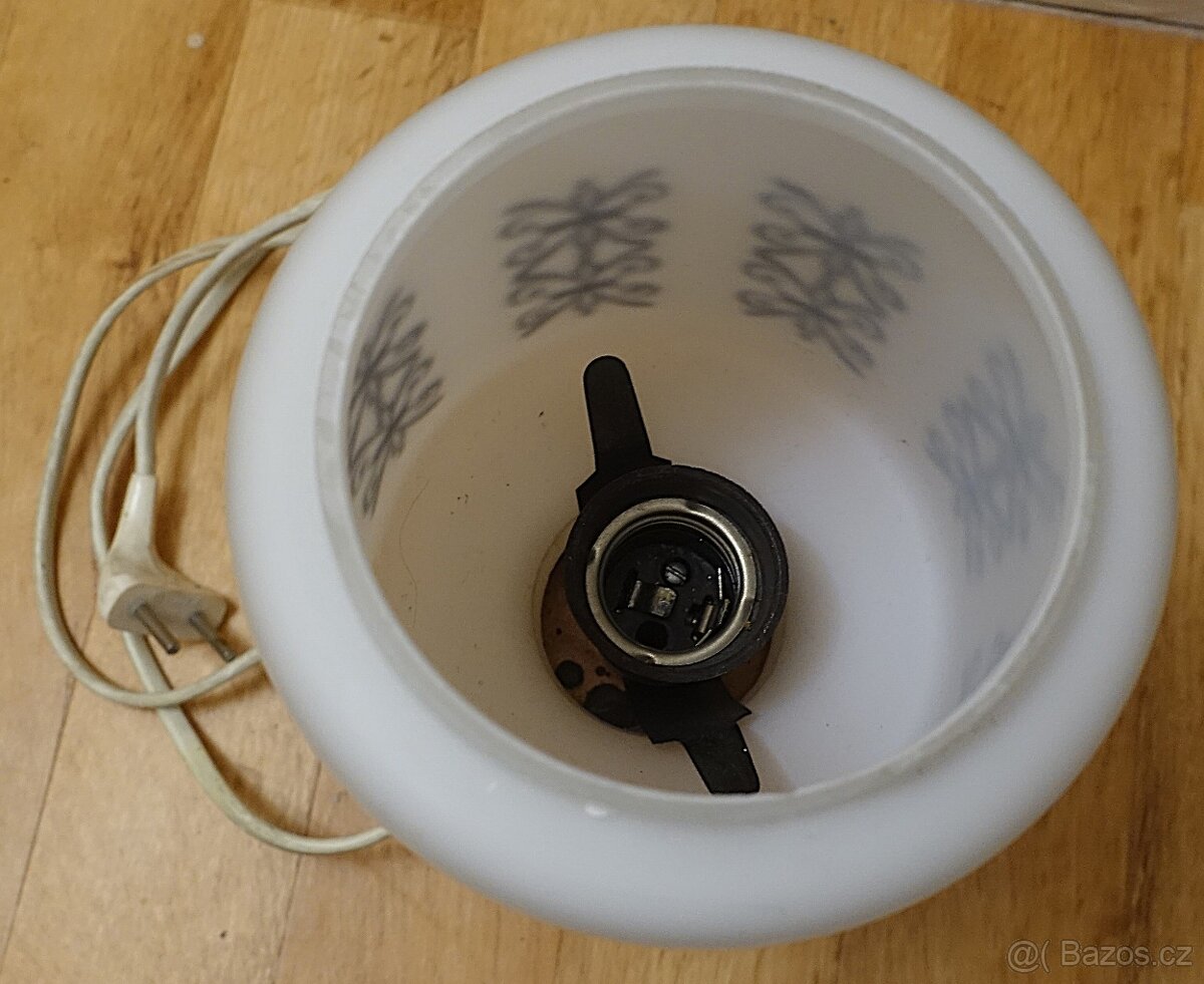 Retro stolní lampička s mléčným sklem – 70. léta, funkční - 3