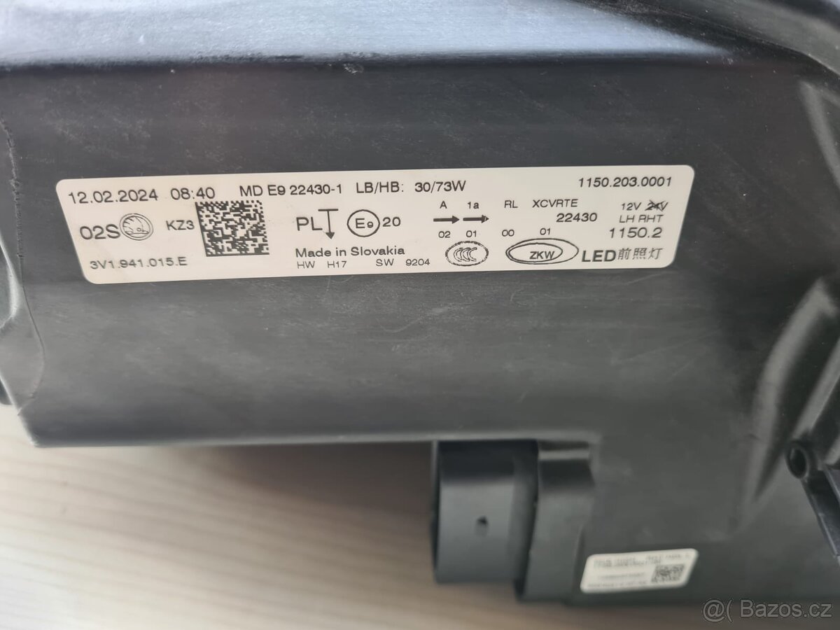 Levé přední Full LED světlo Škoda Superb III 3 Face - 3