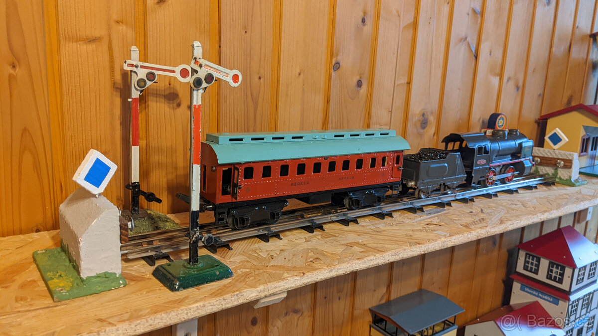 Parní mašinka + vagón + návěstidla + hodiny - 3