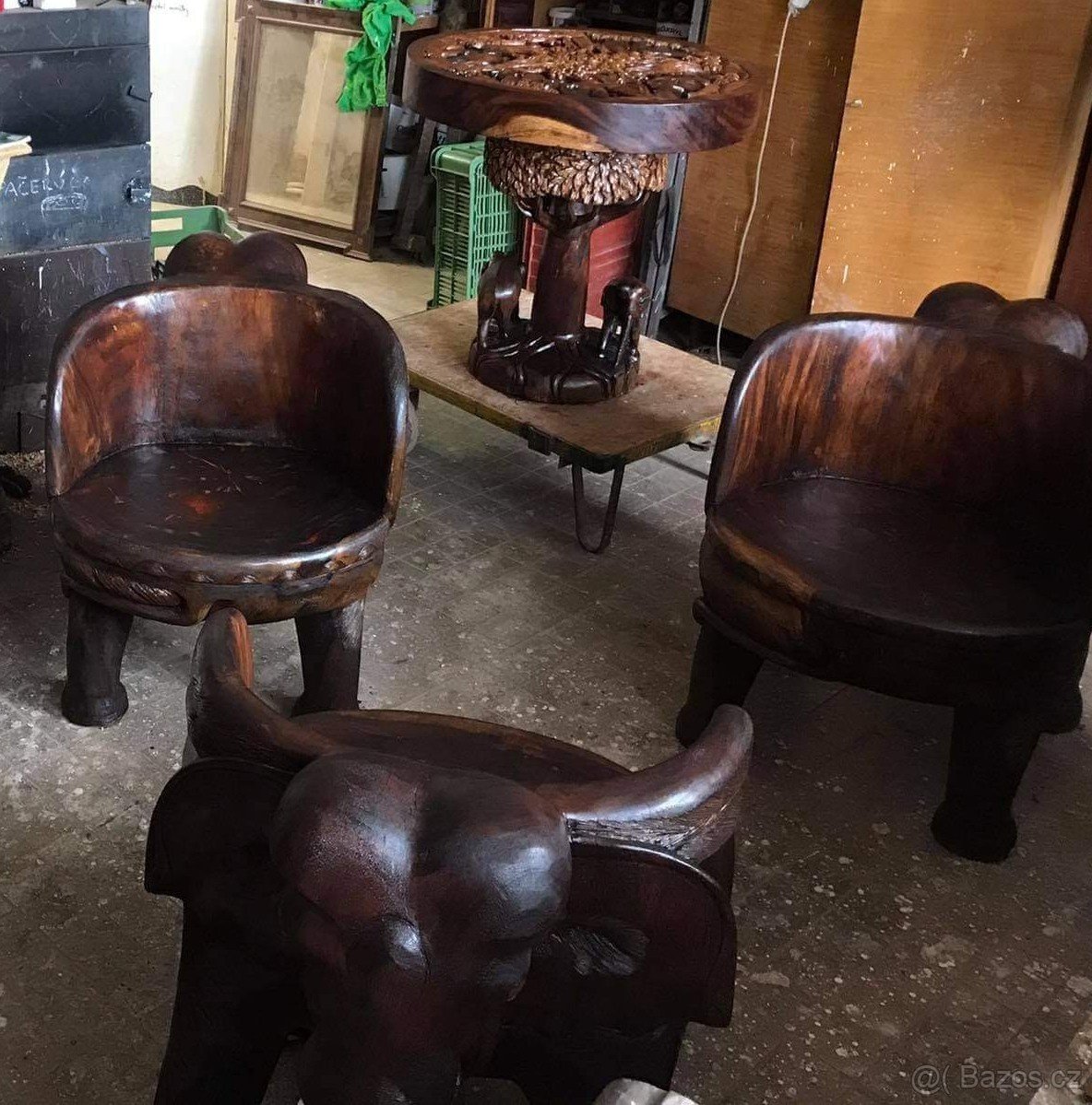 Teakový stůl a 4 křesla Indie - 3