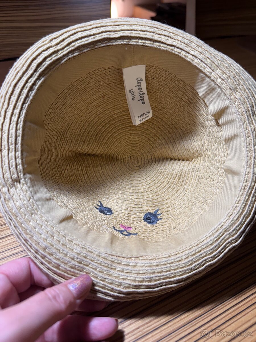 Klobouček dívčí letní - kočička - vel. 116-128 - 3