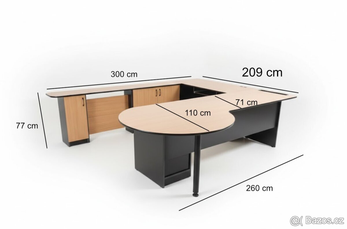 Rohový kancelářský stůl ve tvaru U - 3