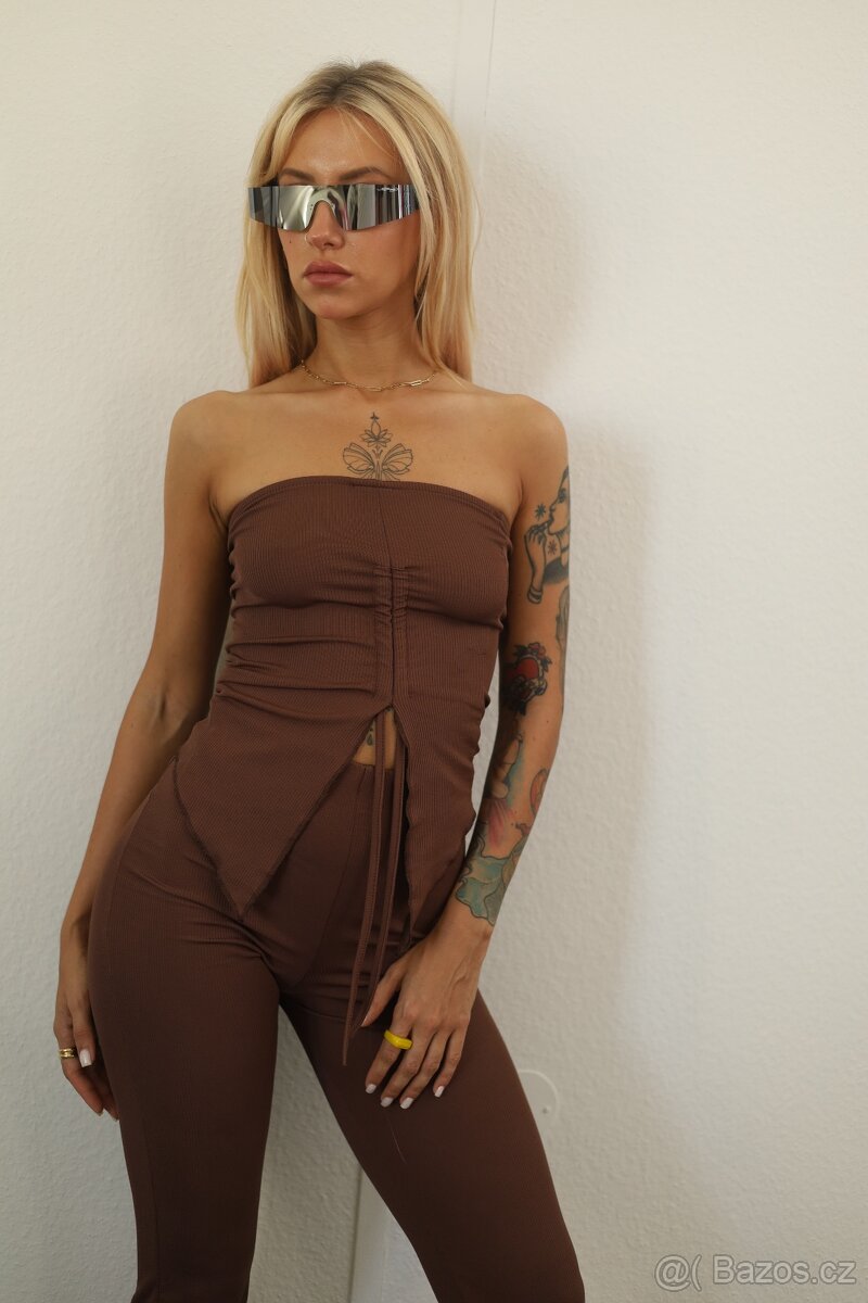 Dámské elegantní šaty – mléčné / hnědé - 3