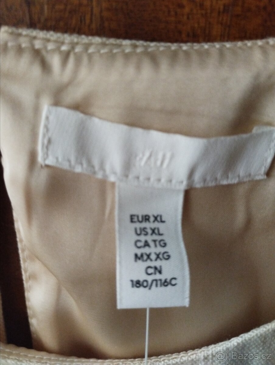 H&M,béžové nové šaty pouzdrove L,prsa 100 cm - 3