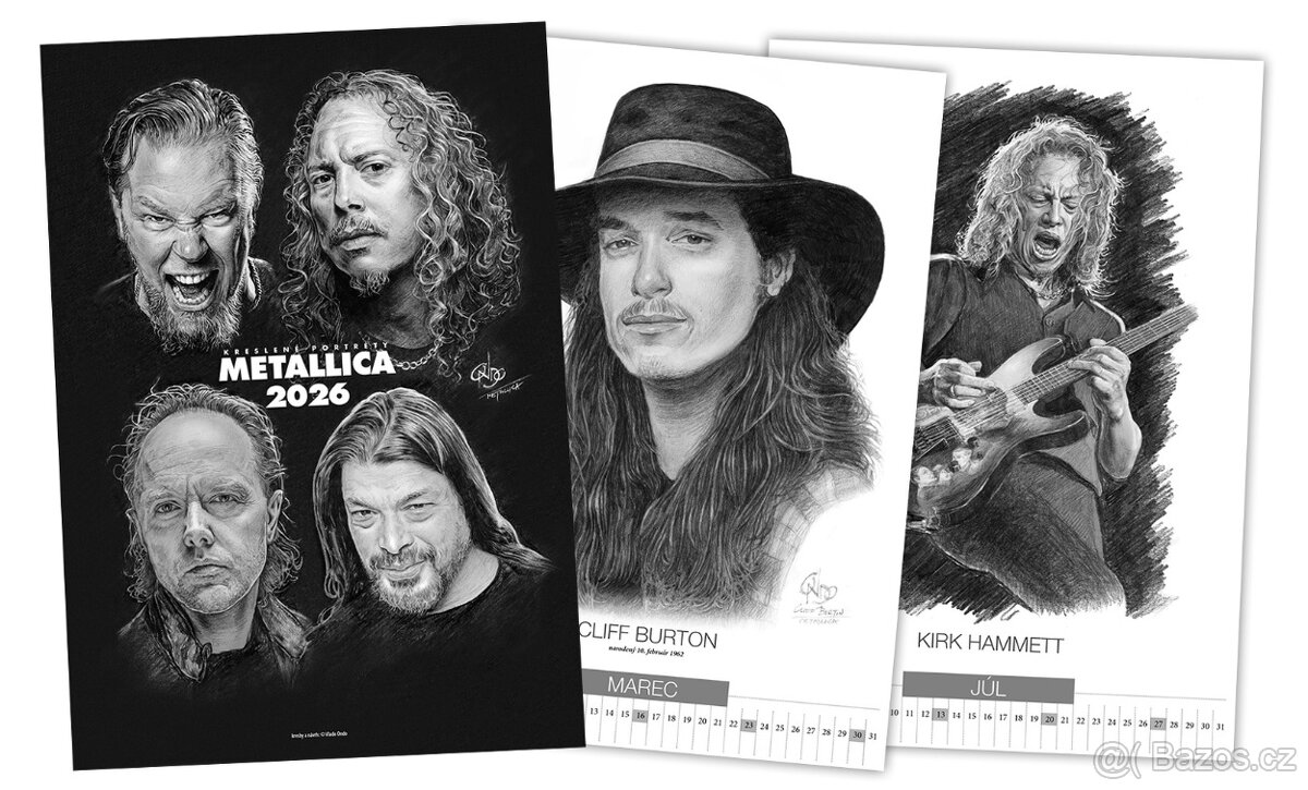Predám LP Metallica + kreslený kalendár portrétov Metallica - 3