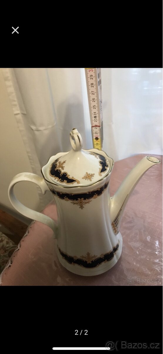 kobalt porcelanovy talir , Konvice Bavaria, bousena misa - 3