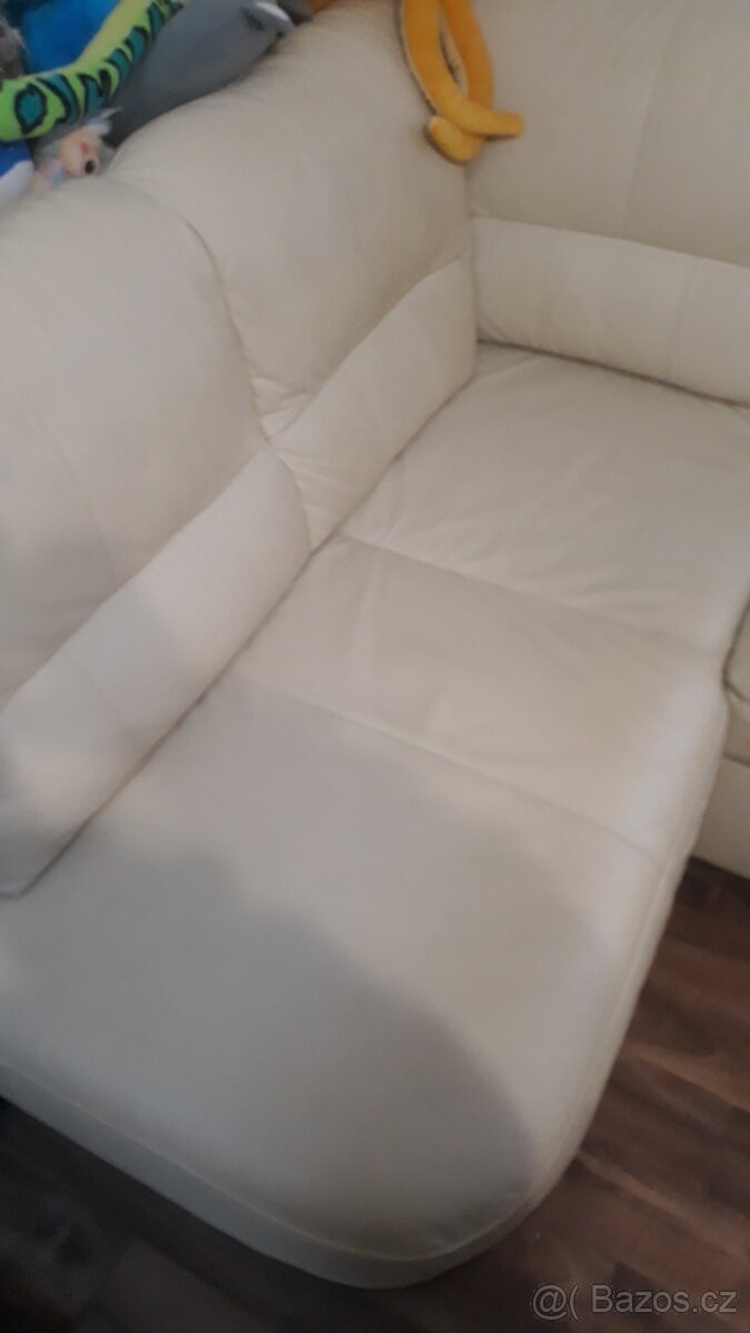 Kožená rozkládací sedačka/gauč Top stav - 3