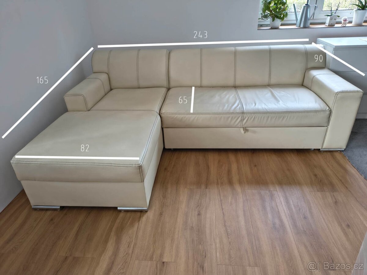 Koženková sedací souprava - rozkládací - 3