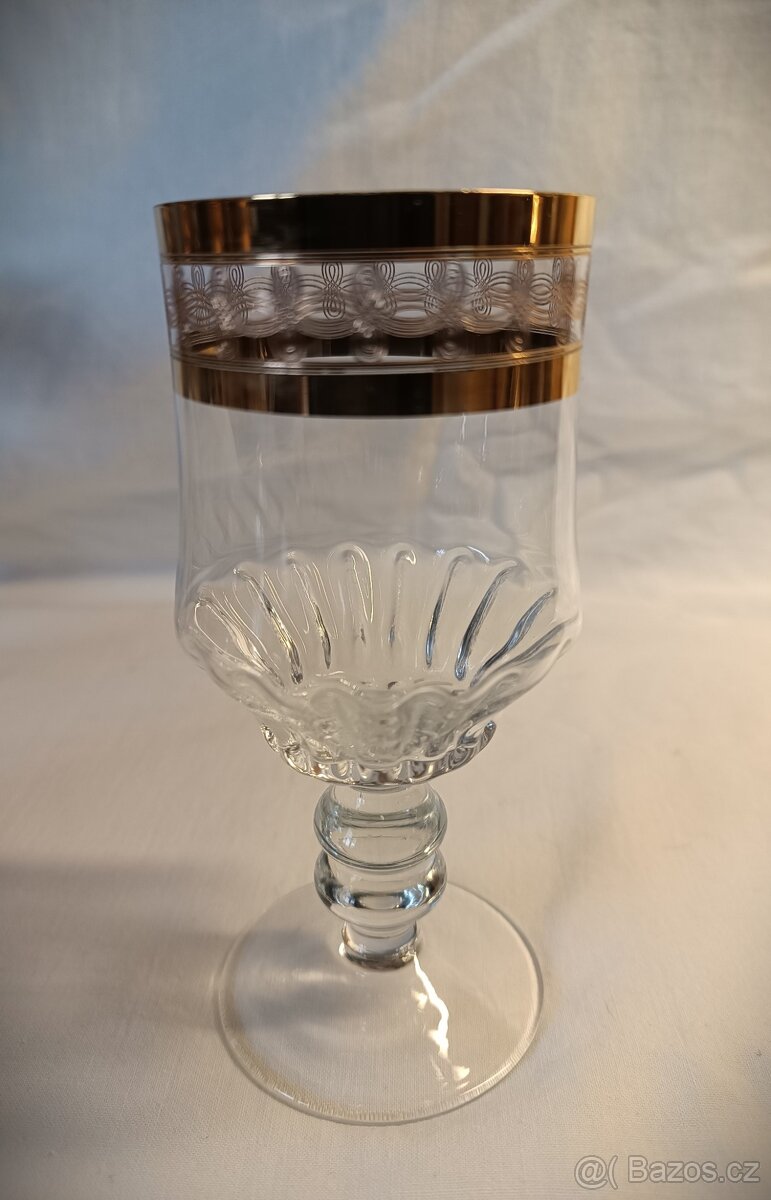 Staré zlacené skleničky s gravírováním-60. léta - 3