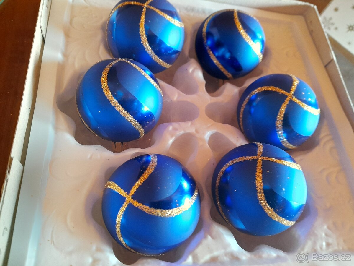 VÁNOČNÍ OZDOBY RETRO SKLENĚNÁ nepoužitá SADA - 3