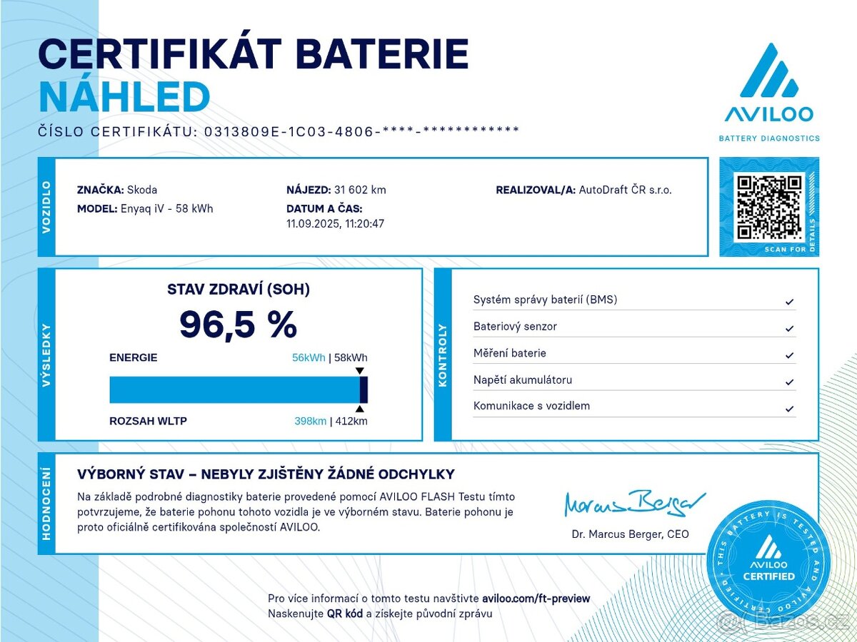 Škoda Enyaq 132kW Matrix Keyles 31tkm ACC - záruka Autodraft - 3