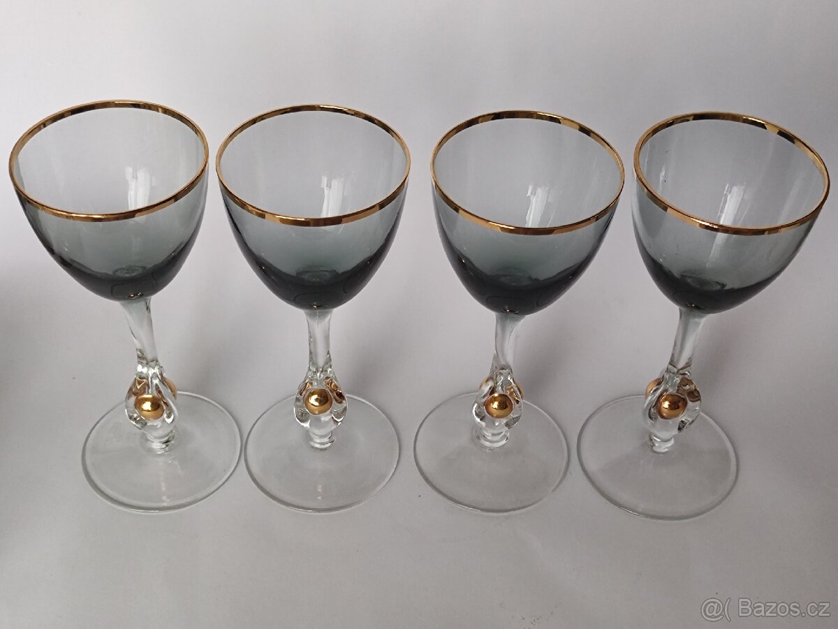 Luxusní sklenice Zlatá Zuzana, retro skleničky, ČSSR - 3