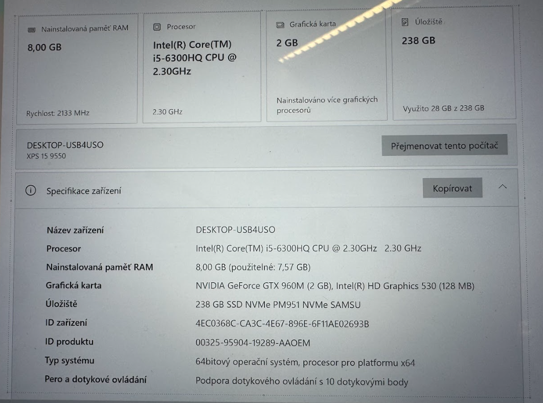 Notebook Dell XPS 9550 15 - 3