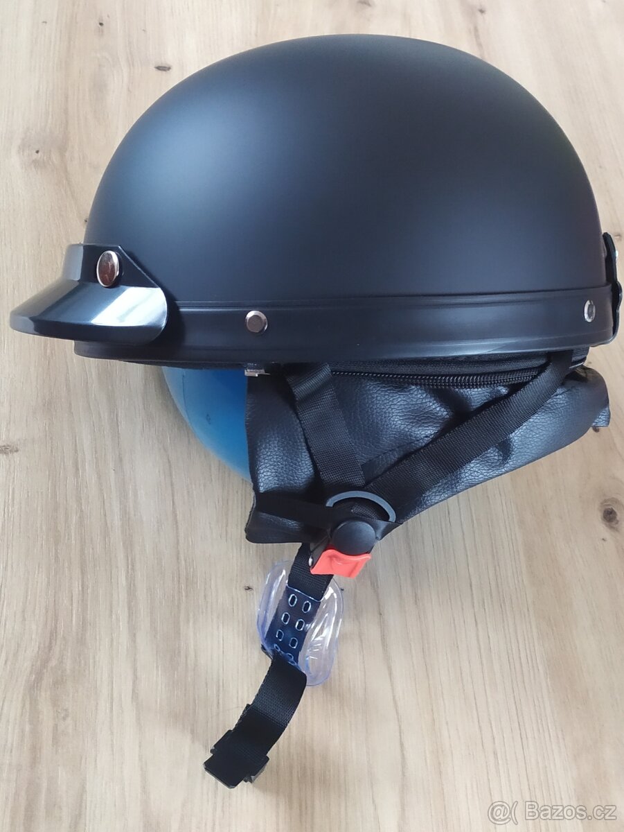 Retro helma - černá hladká matná - 3