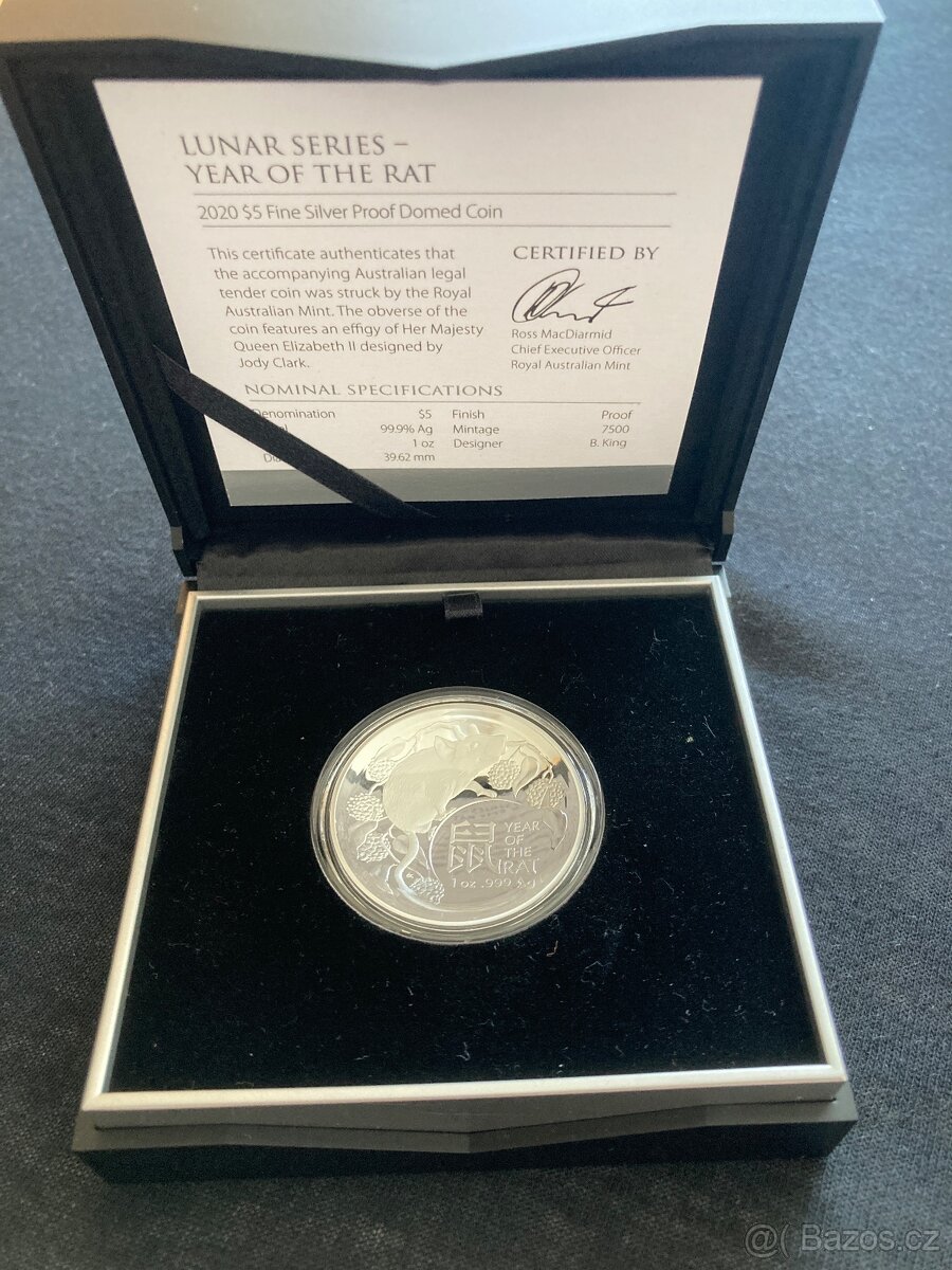 STŘÍBRNÁ MINCE LUNÁRNÍ SÉRIE YEAR OF THE RAT (ROK KRYSY) 1 - 3