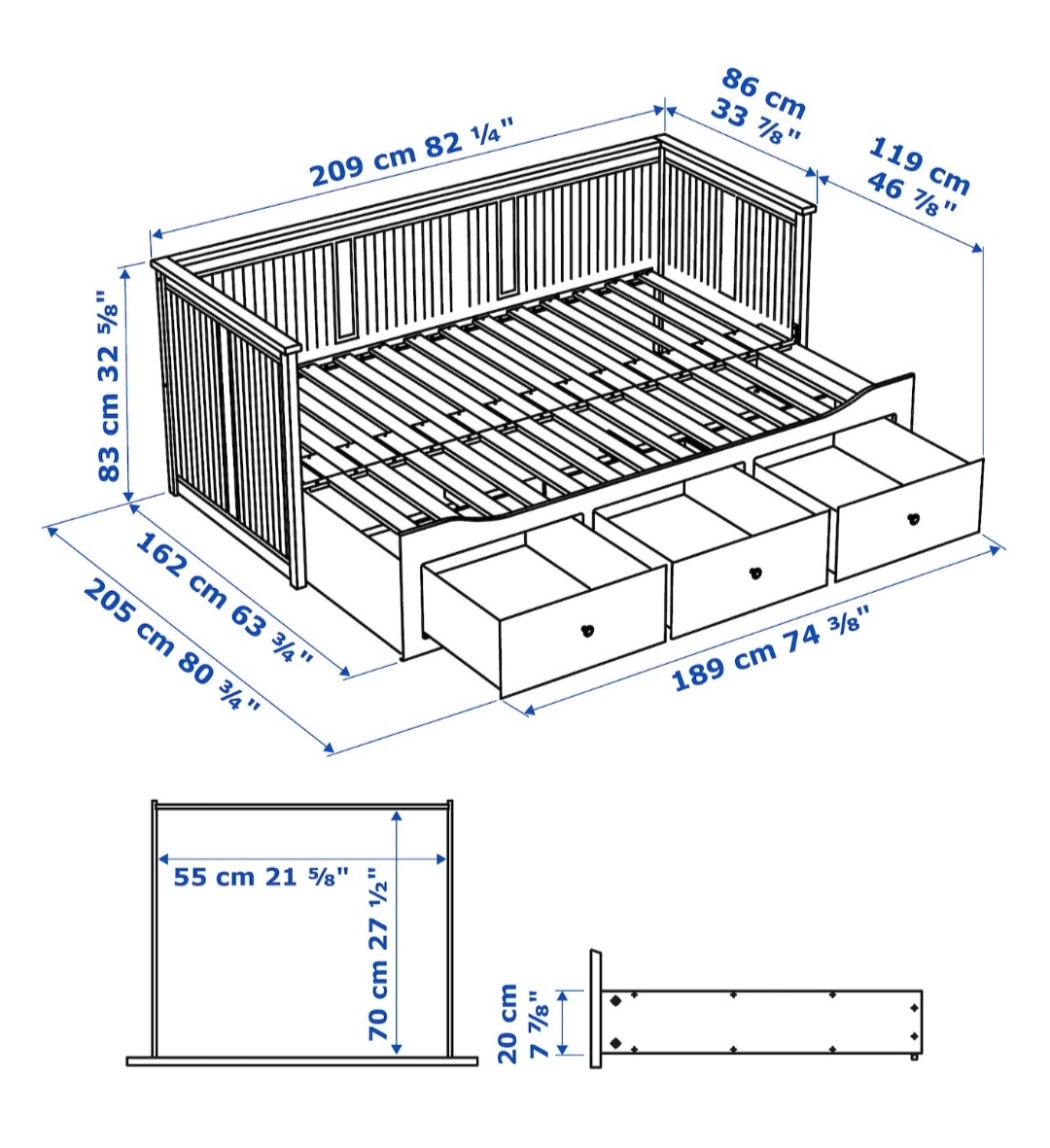Ikea Hemnes postel rozkládací - 3