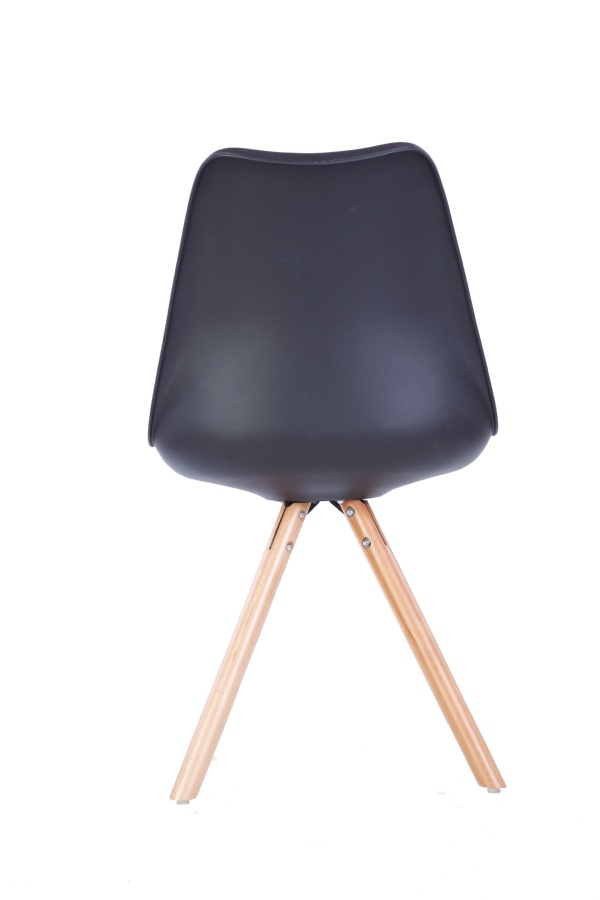 Židle s polstrovaným podsedákem z koženky - černá matná - 3