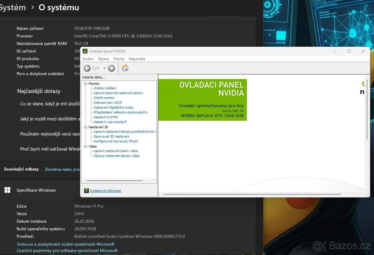 PC Intel i3 8100/DDR4 16GB/SSD + SSHD/GTX1050/1060 +LCD - 3