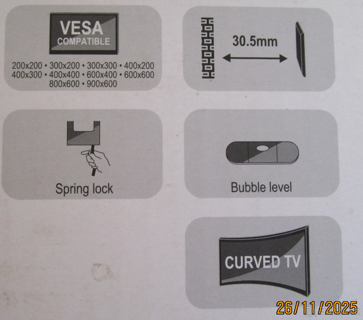 Odolný masivní univerzální pevný držák TV / Monitoru na zeď. - 3