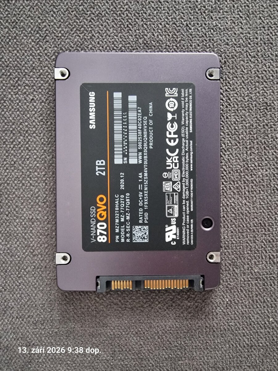 SSD Samsung 870 QVO 2 TB, formát 2,5", rozhraní SATA - 3