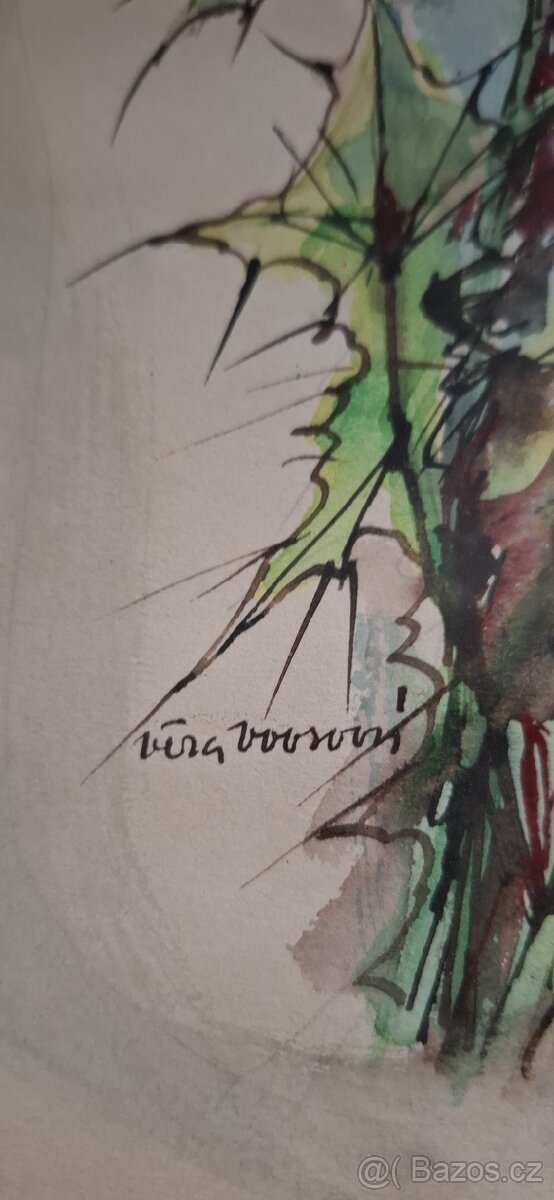 Originál obraz malířky Věra Vovsová Bodláky - 3