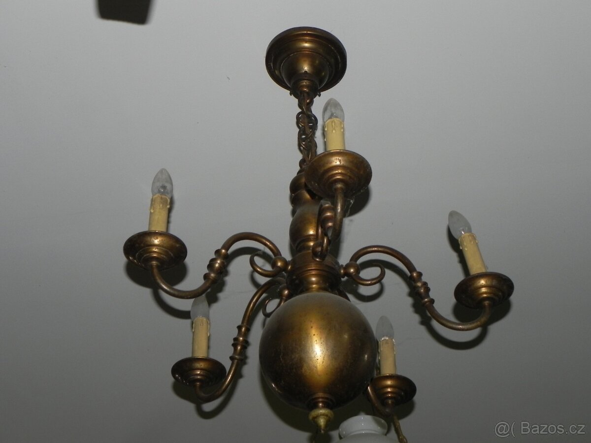 Starý vlámský mosazný lustr - 3