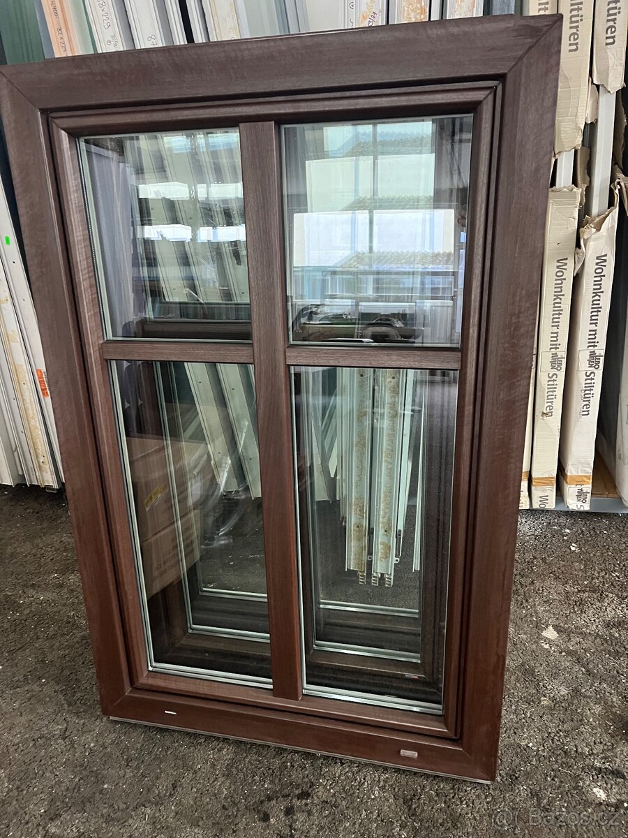 PLASTOVÉ OKNO DVOUKŘÍDLÉ 85x146 OŘECH-PLZEŇ - 3