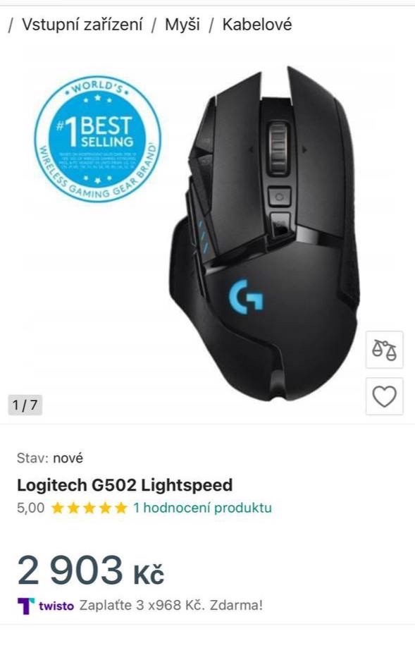 Bezdrátová myš Logitech G502 Lightspeed - 3