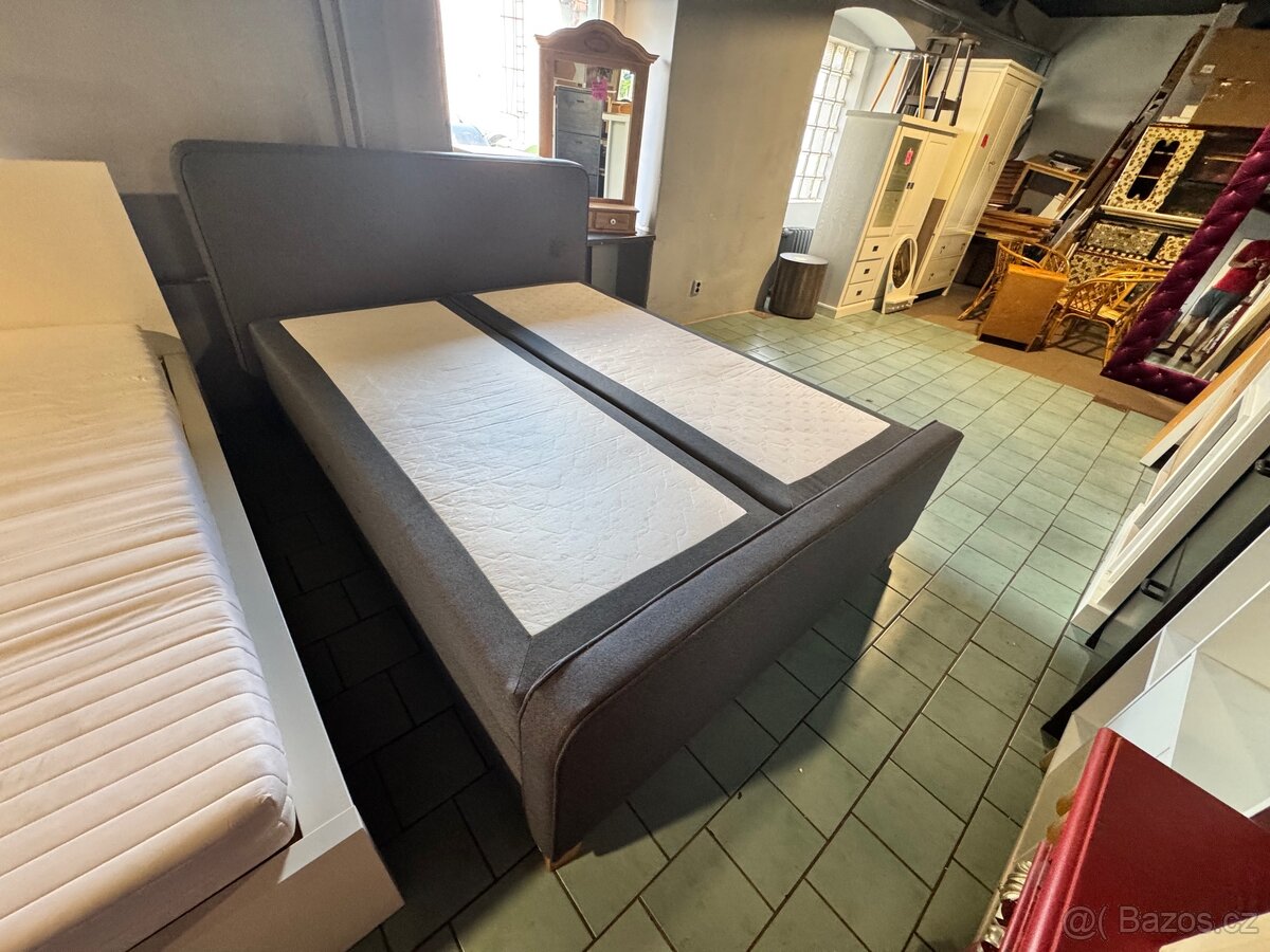 Hezká šedá postel-letiště boxspring s úlo.160x200 - 3