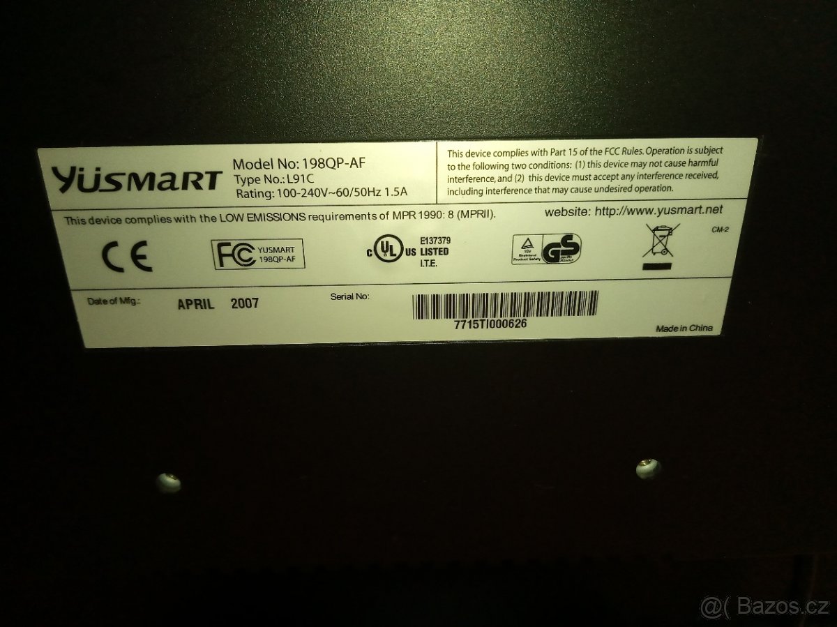 monitor Yüsmart 19"model 198QP-AF,typ L91C - 3