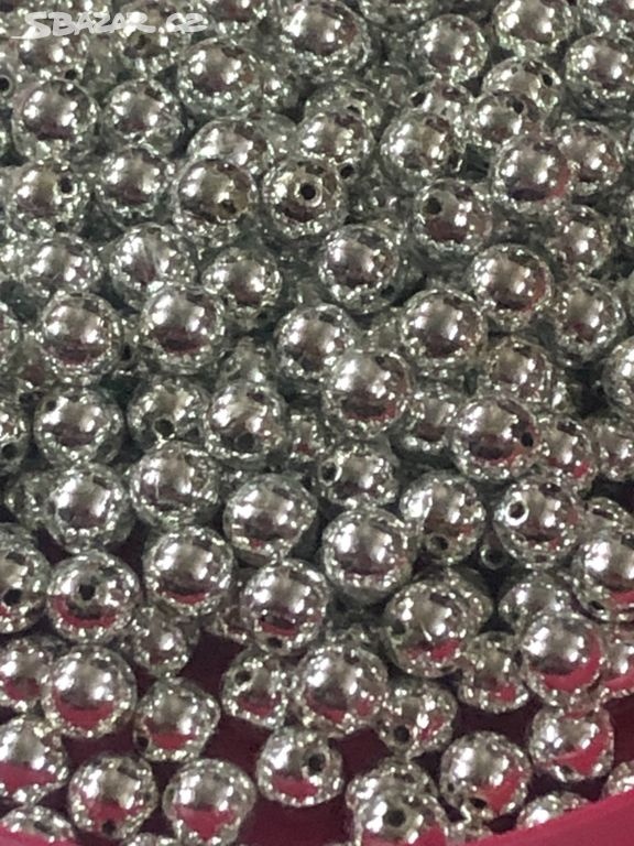 Dekorace - 30 ks stříbrných perliček-průměr 0,5 cm - 3