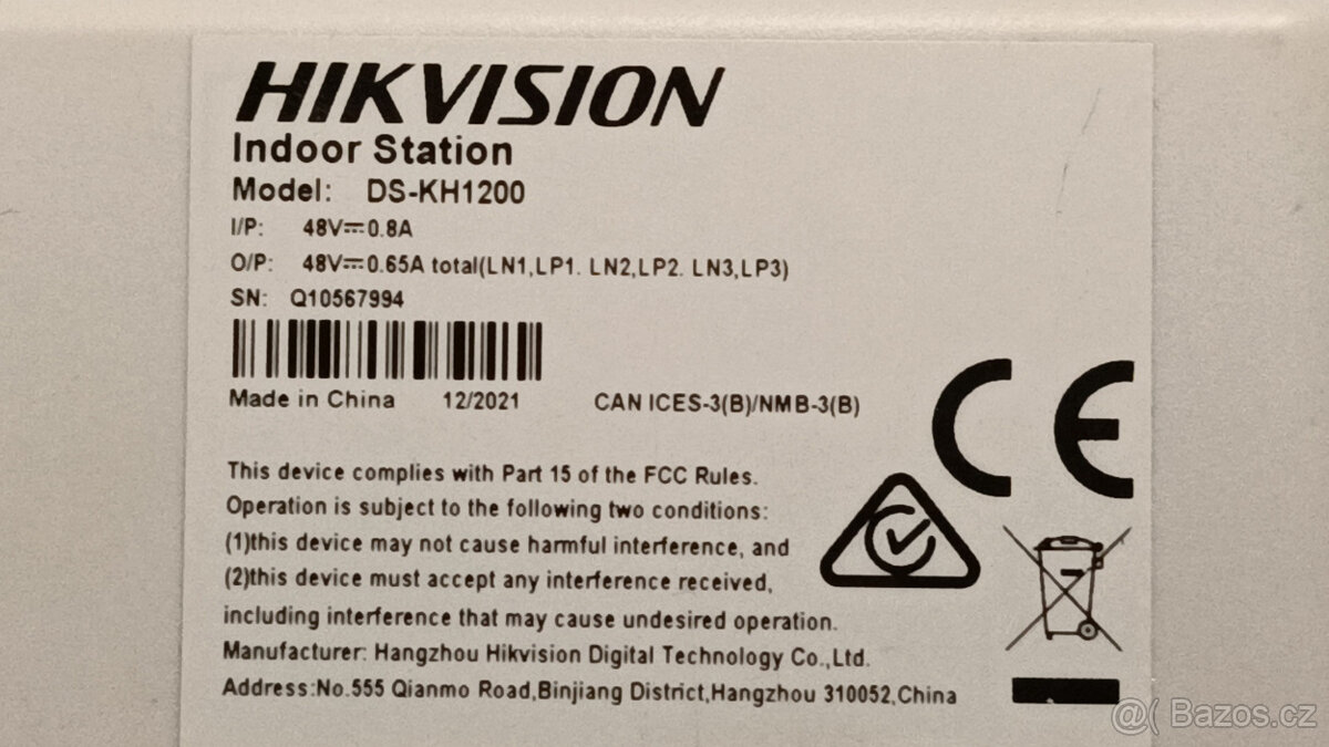 Monitor HIKVISION DS-KH1200 s 7" displejem - 3