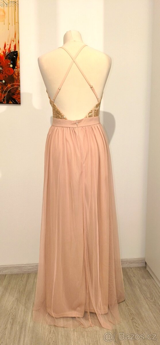 Pudrové plesové šaty - 3