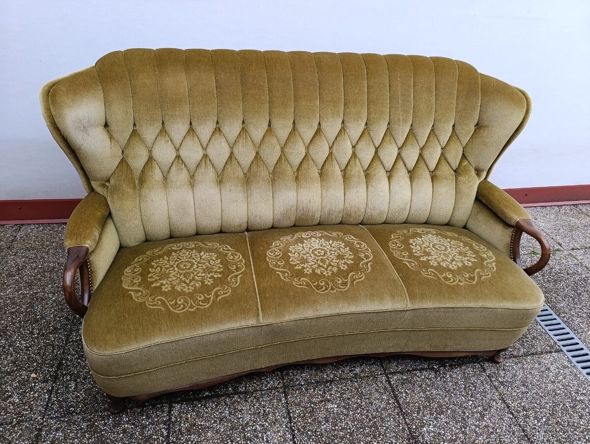 Gauč, sedačka, rustikální nábytek, masív, semiš - 3