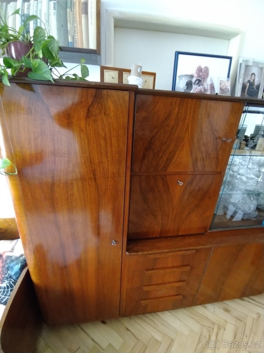 Starožitná vintage vitrína/sekretář/skříň - 3