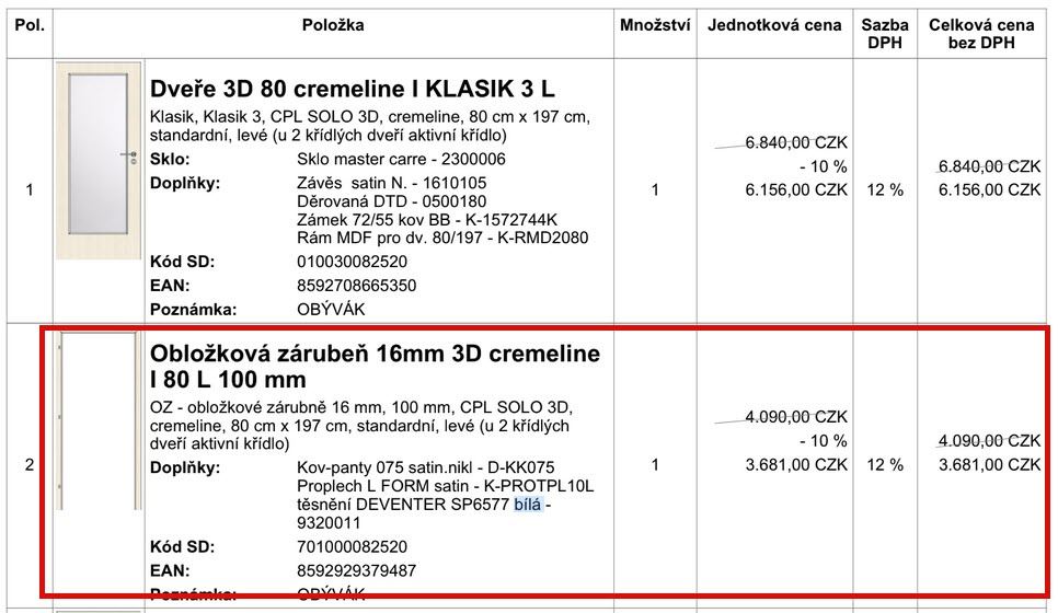 Obložková zárubeň SOLODOOR 3D cremeline – levá 80 - 3