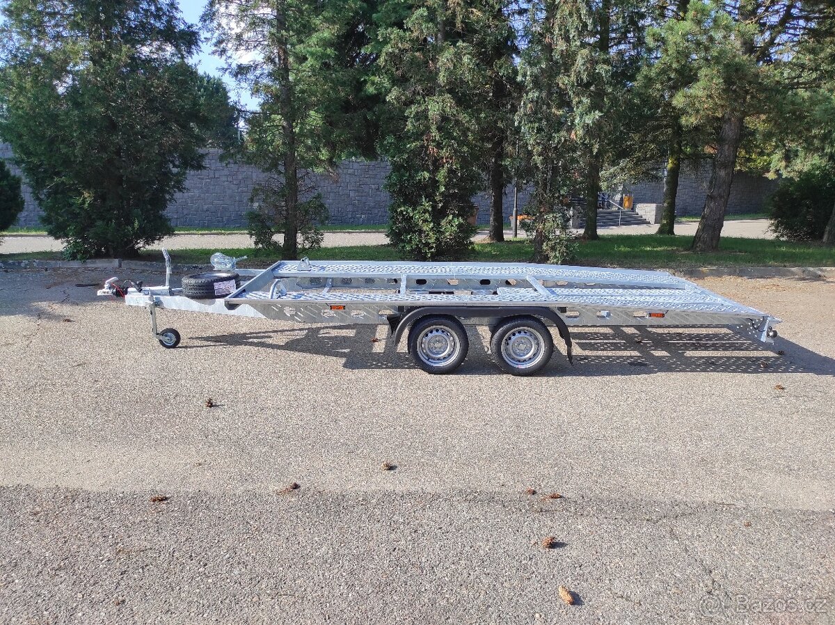 Snížený vlek na auta, 450x210cm, 2700/510kg,130km, rezerva