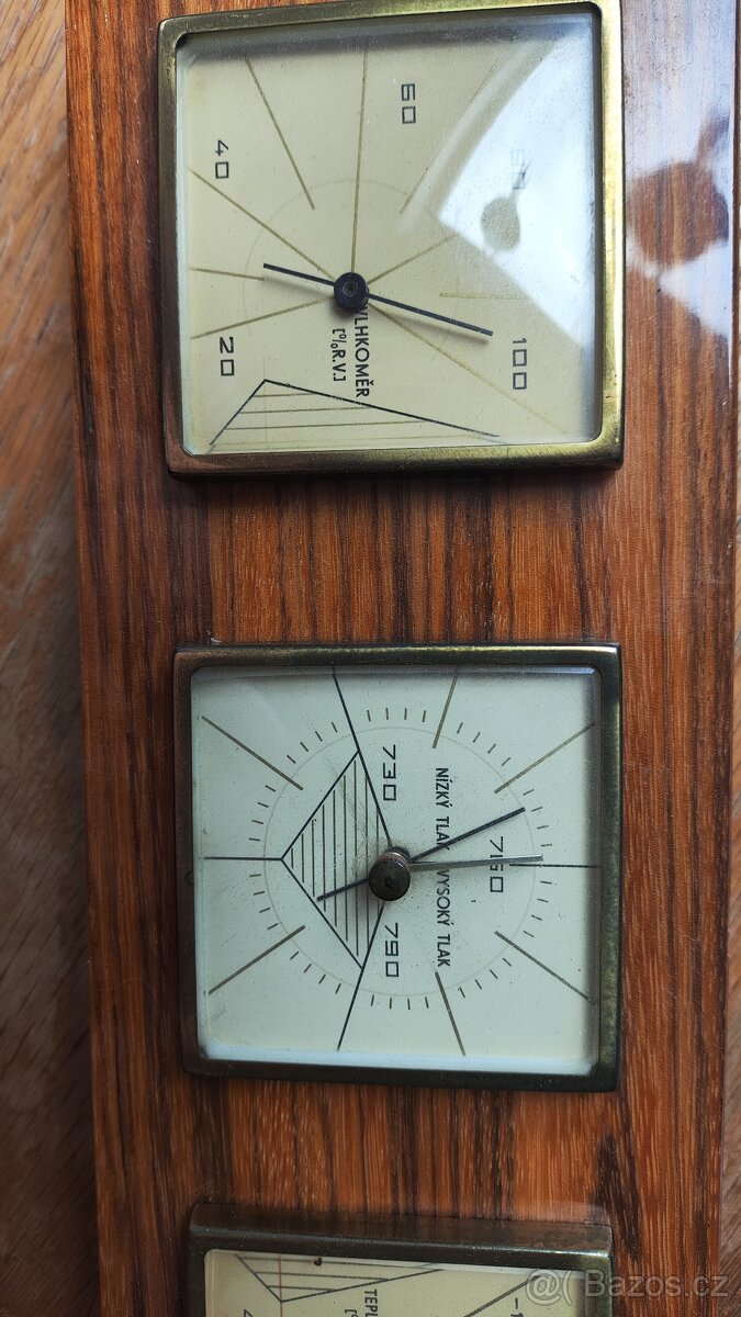 Starožitný barometr, vlhkoměr a teploměr na stěnu - 3