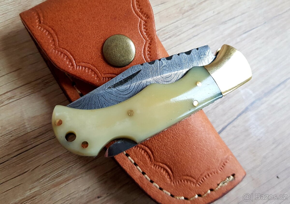 kapesní Damaškový nůž CAMEL 16,5 cm ručně vyrobeno + pouzdro - 3