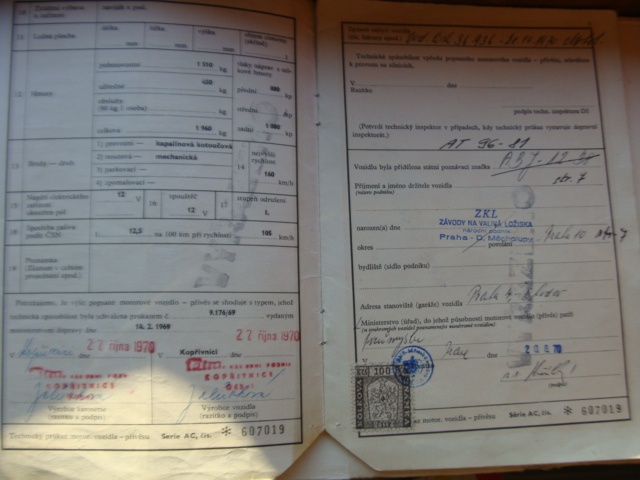 Tatra 603 - technický průkaz - 3