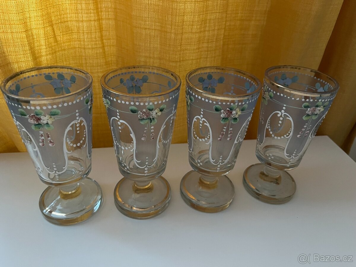 Starožitná grogovka, secese, smalt - 4 ks - 3