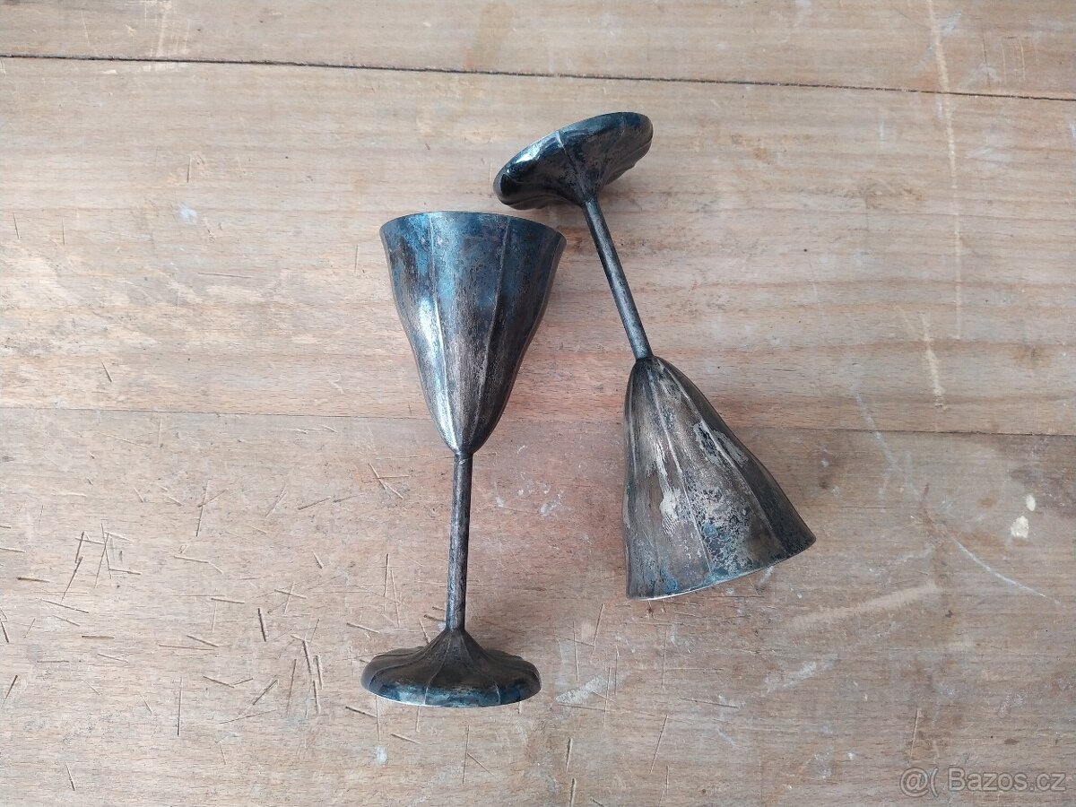 Starožitné poháry, číše, alpaka - 3