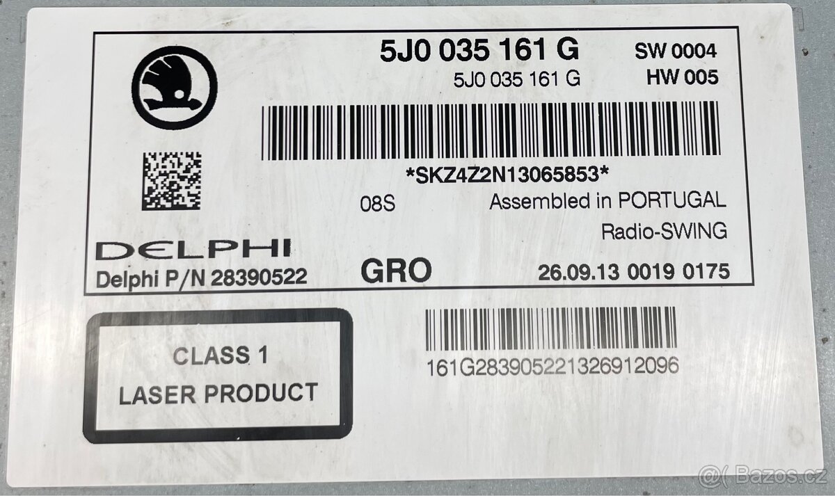 Autorádio Škoda, 5J0 035 161 G - 3