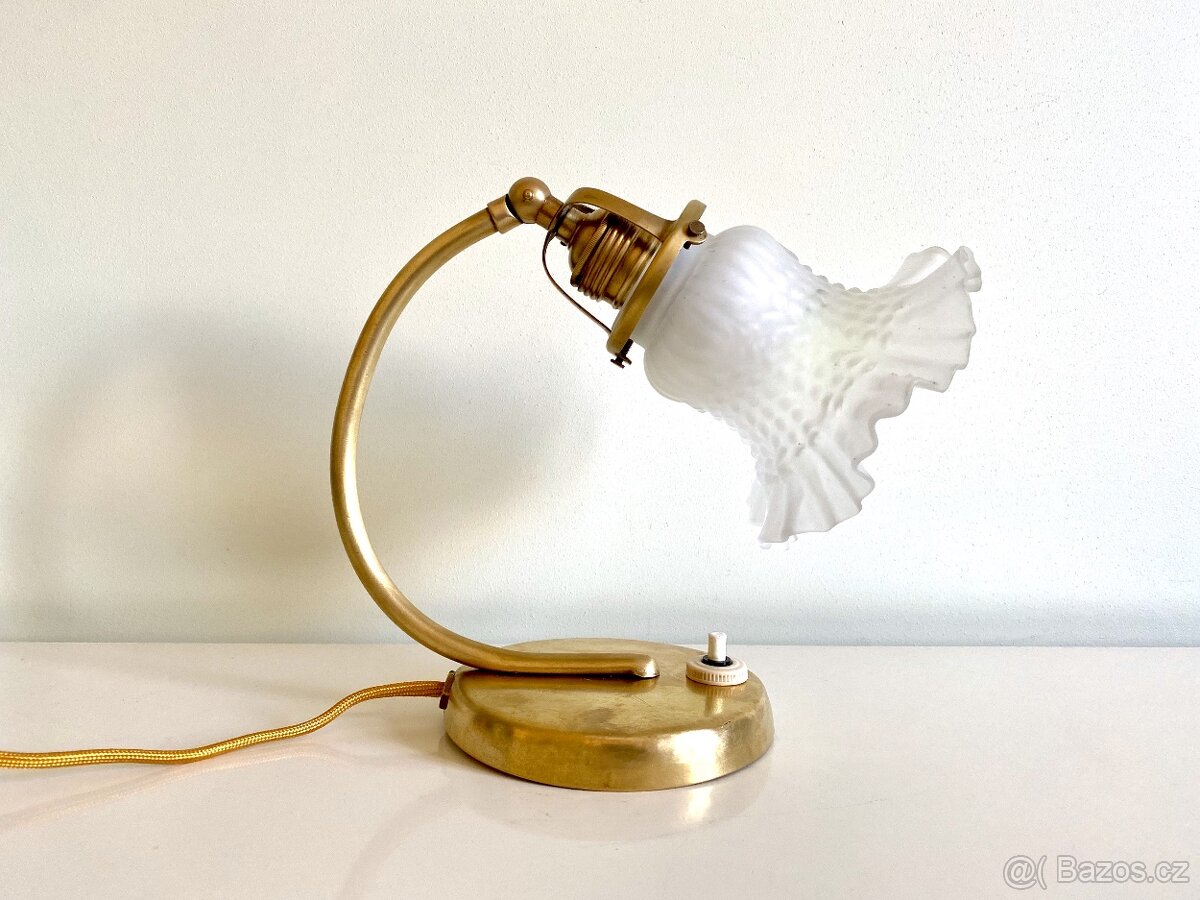 Starožitná mosazná stolní lampa lampička Art Deko - 3