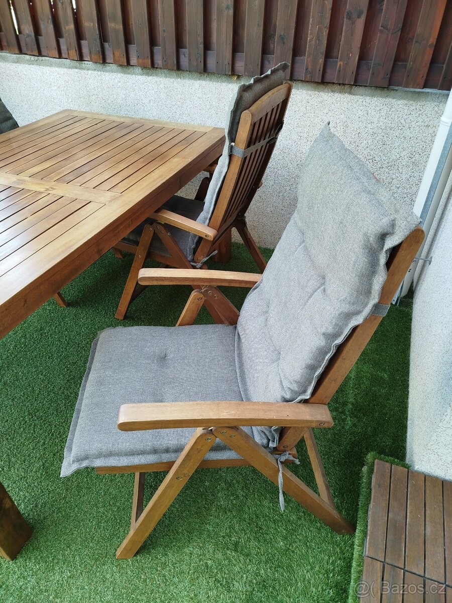 Zahradní set 1stůl + 4 polohovací křesla s polstry - 3