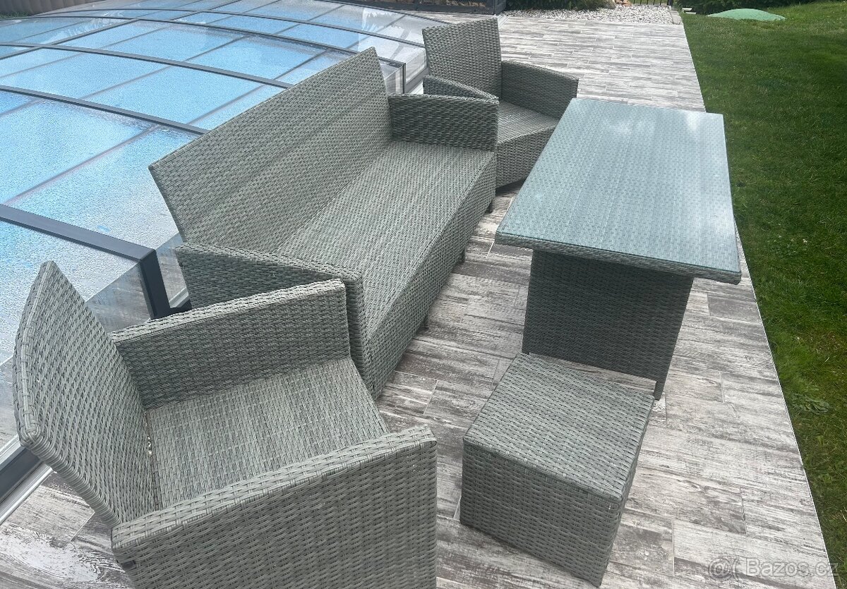 Zahradní ratanová sedací souprava+jídelní stůl - 3