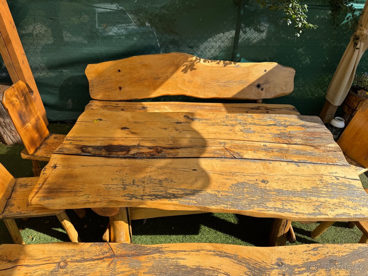 Venkovní sezení z masivu (buk) pro 12 lidí - 3